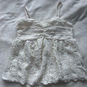 Elegant White Lace-like Detailed Top